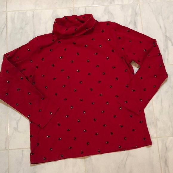 ST. John’s bay red turtleneck with dog print - Picture 1 of 6